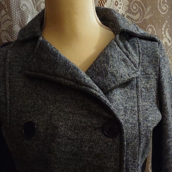 Wet Seal Women's Size M Navy Jacket double breasted  hooded belted‎ fleece lined - Picture 2 of 6
